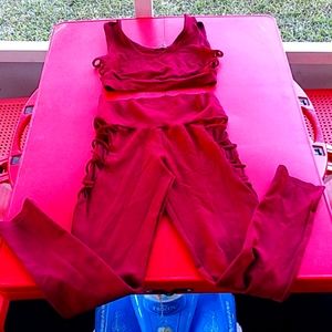 Two piece burgundy set